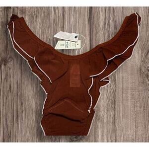 HAH by Free People Fly Girl Mesh Panty SZ L Blue /Brown Thong Bikini NEW 2 pairs